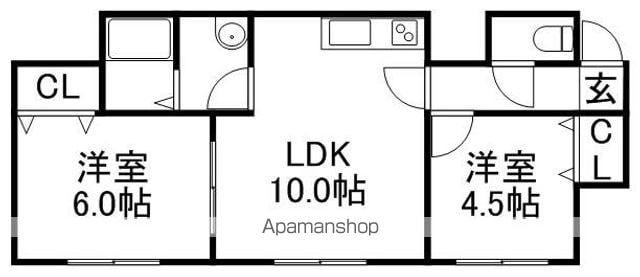 フリーデン平岸(2LDK/3階)の間取り写真