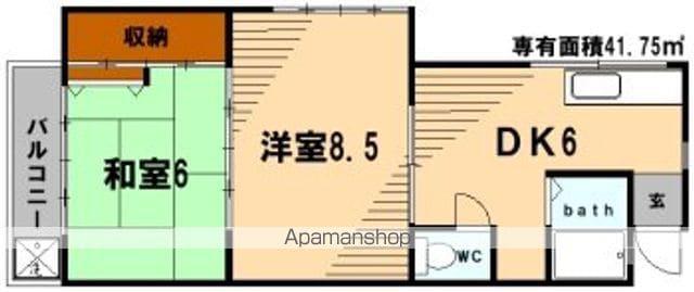 コーポフジ(2DK/2階)の間取り写真