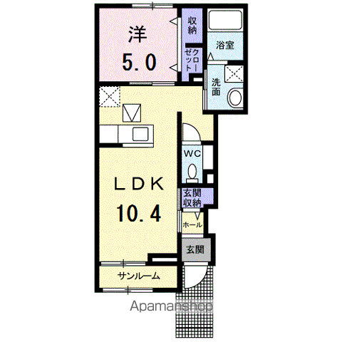 シャトレ シエルⅤ(1LDK/1階)の間取り写真
