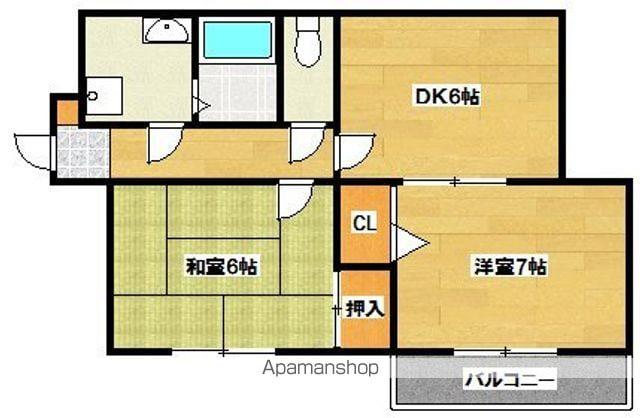 トリニテート若水(2DK/3階)の間取り写真