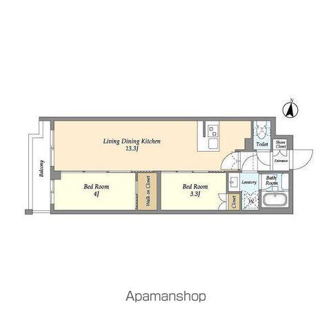 アジールコート練馬中村橋(2LDK/3階)の間取り写真