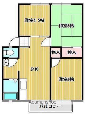 パナハイツドリーム坂出D棟(3DK/2階)の間取り写真