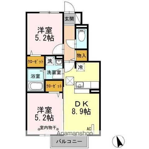 郡山ガーデン ローズガーデン(2DK/1階)の間取り写真