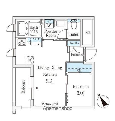 エル・セレーノ西早稲田(1LDK/1階)の間取り写真