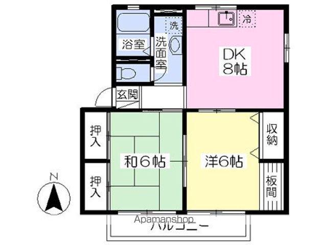 シティハイムソファレD(2DK/2階)の間取り写真