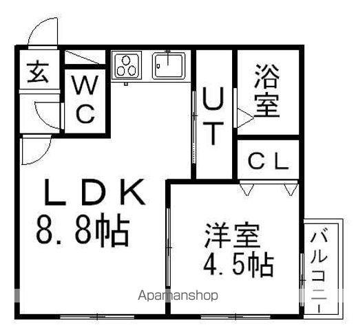 シンフォニア豊平(1LDK/4階)の間取り写真