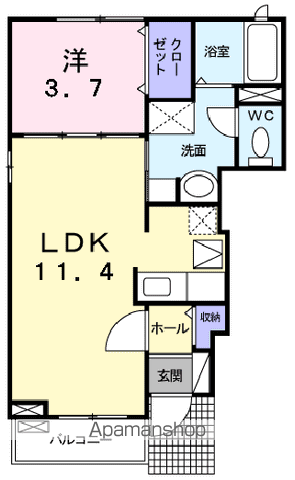 シュヴェスターⅡ(1LDK/1階)の間取り写真