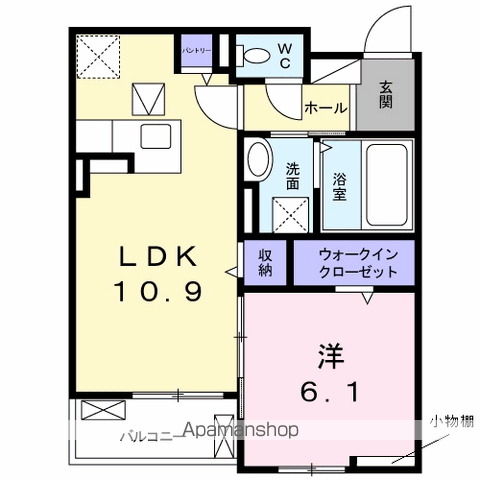 ラ・メゾン稲口(1LDK/2階)の間取り写真