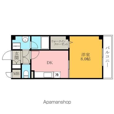 エバーヒルズ(1DK/1階)の間取り写真