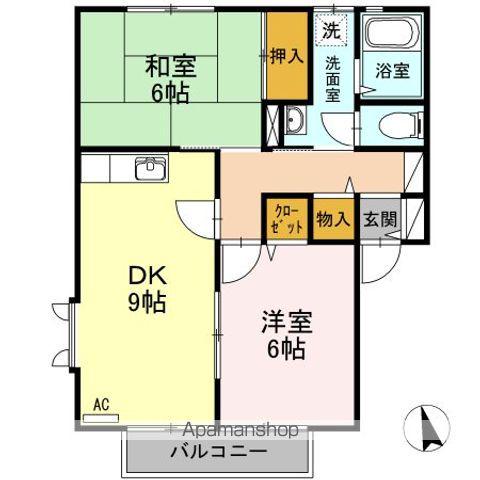 フレッシュグリーン21 A棟(2DK/2階)の間取り写真