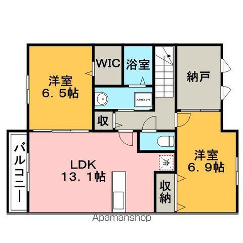 ルーチェ善導寺A・B棟(2SLDK/2階)の間取り写真