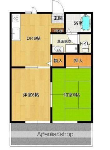 日豊本線 西都城駅 バス乗車時間：2分 早鈴入口バス停で下車 徒歩4分 2階建 築30年(2DK/2階)の間取り写真