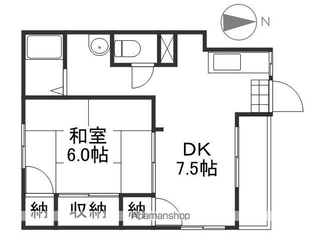 東古松角南コーポ(1DK/2階)の間取り写真