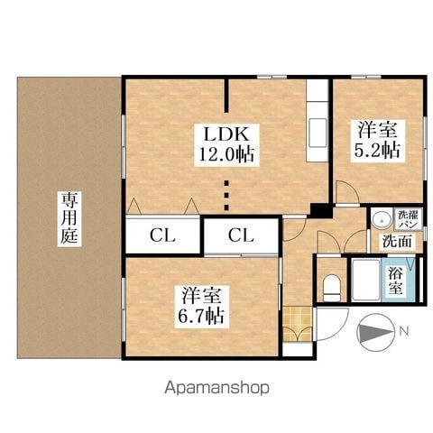 ドエルクレセント(2LDK/1階)の間取り写真