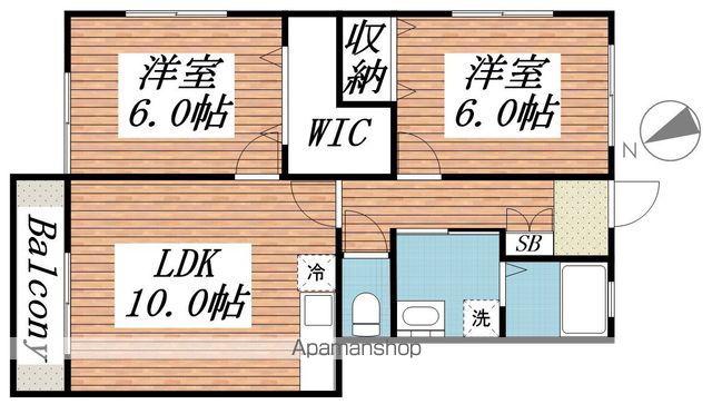 サンマリオン弐番館(2LDK/2階)の間取り写真