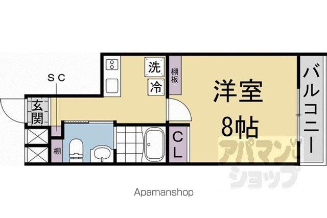 GLADVIS御所西(1K/4階)の間取り写真