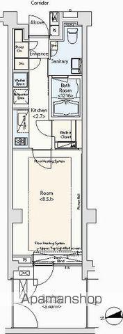 カスタリア市ヶ谷(1K/B1階)の間取り写真