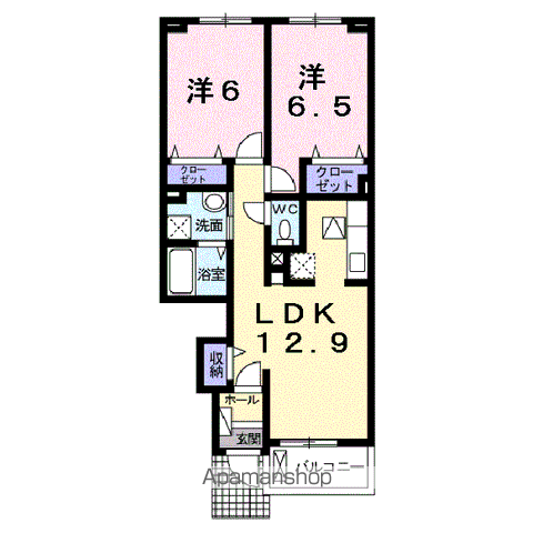 リクソーレⅥ(2LDK/1階)の間取り写真