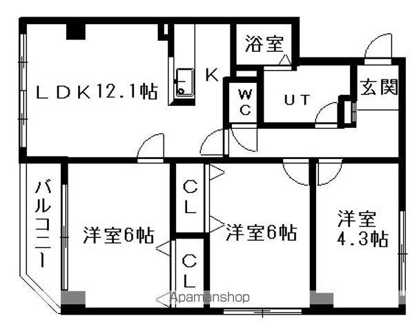 エステリオン(3LDK/4階)の間取り写真