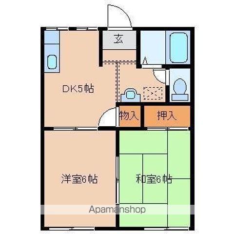 フレグランス栄町B棟(2DK/1階)の間取り写真