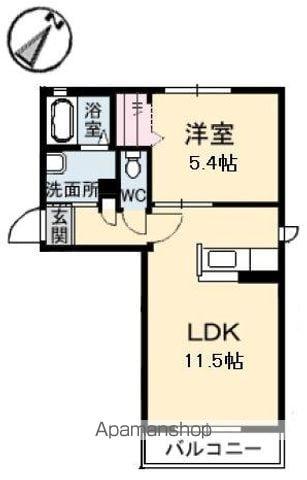 ディアスーU(1LDK/2階)の間取り写真
