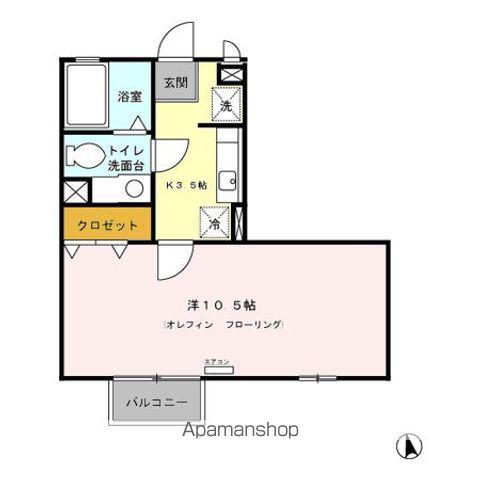 ラ・シャスト Ⅱ AB(1K/1階)の間取り写真