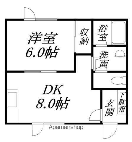 タウンハウス本通(1DK/1階)の間取り写真
