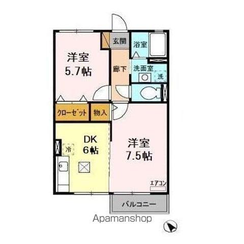 メゾンエクレール(2DK/1階)の間取り写真