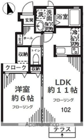 CASA KINUTA(1LDK/1階)の間取り写真