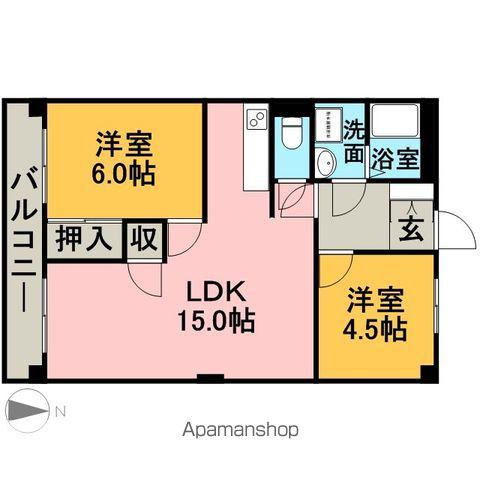 SUN HEIGHTS(2LDK/4階)の間取り写真