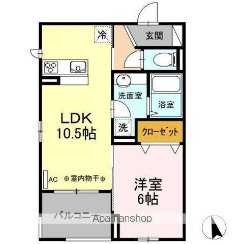 LIBERTE(1LDK/2階)の間取り写真