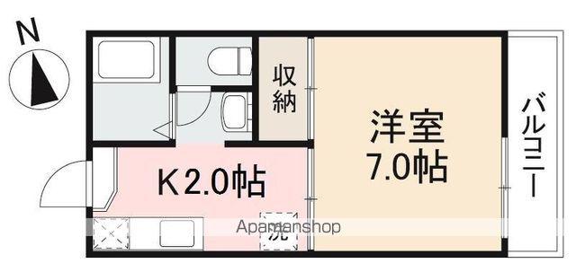ヴィラ・アンソレイエ香西本町ⅡC(1K/1階)の間取り写真