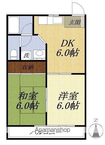 シャトー中川V(2DK/2階)の間取り写真