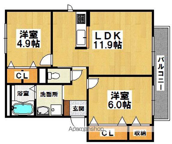 シャーメゾンキティー(2LDK/1階)の間取り写真