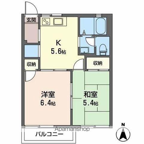 コーポ丘(2K/2階)の間取り写真