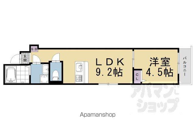 エスペランサ四条堀川(1LDK/1階)の間取り写真