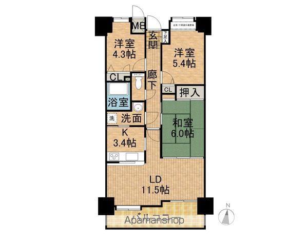 藤和ハイタウン古江(3LDK/2階)の間取り写真