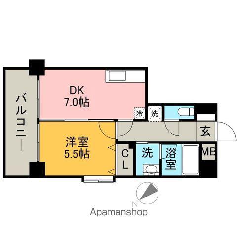 高口箔屋ビル(1DK/8階)の間取り写真