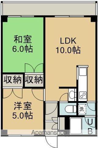 第2シャトウはまなす(2LDK/2階)の間取り写真