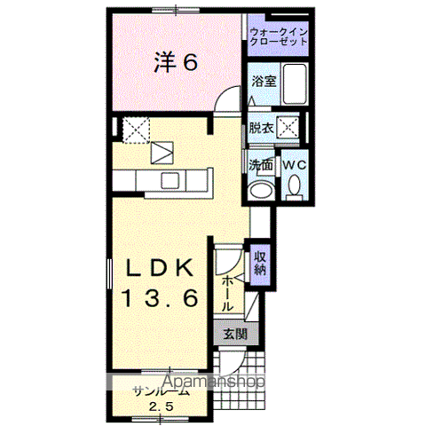 ラパンⅡ(1LDK/1階)の間取り写真
