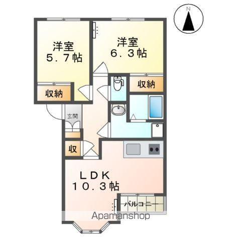 グランチェスタ悠壱番館(2LDK/2階)の間取り写真