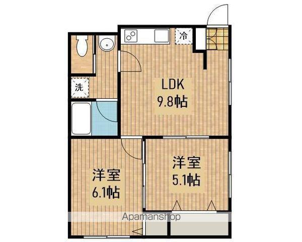 フォレスト中野(2LDK/2階)の間取り写真