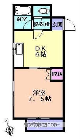 パークサイド箱清水D棟(1DK/2階)の間取り写真