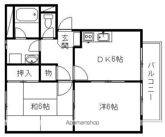 BLUETOWN(2DK/2階)の間取り写真