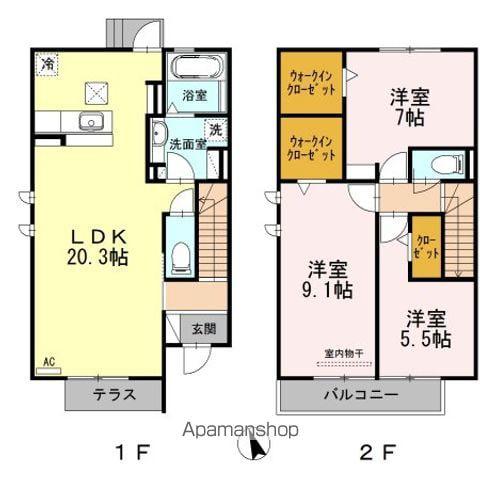 Ｄ−ＲＯＯＭ岩崎台．(3LDK)の間取り写真