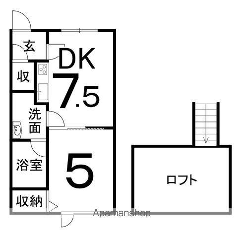 エトワール(1DK/2階)の間取り写真