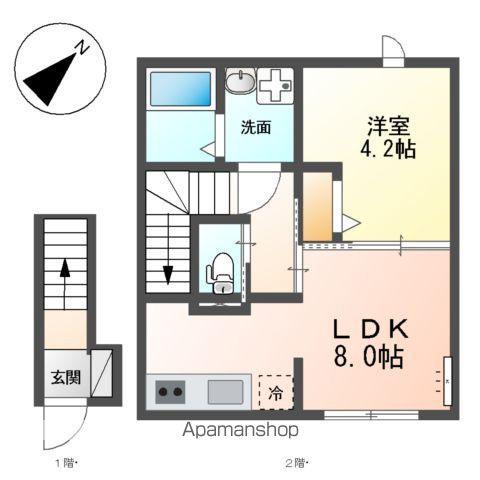 ペルシュワール(1LDK/2階)の間取り写真