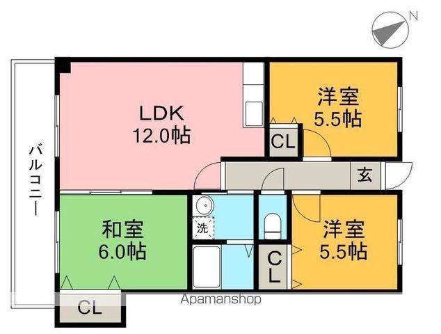 パルク・ド・ハギ(3LDK/3階)の間取り写真