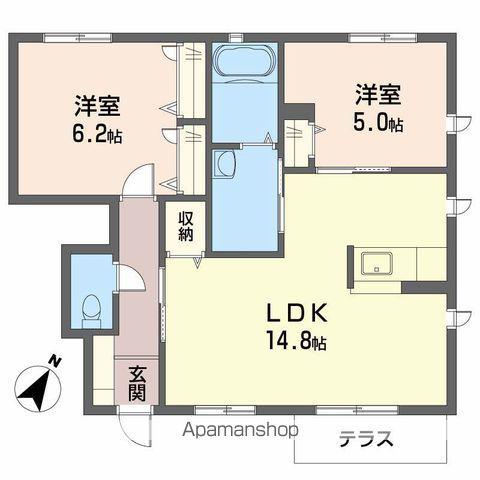 タウン表参道 B棟(2LDK/1階)の間取り写真