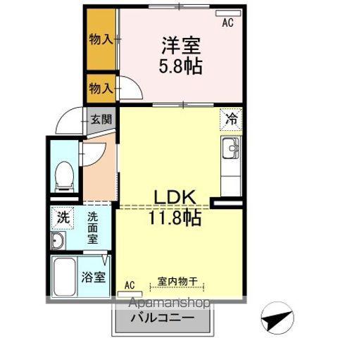NEWプレジール倉敷A棟(1LDK/1階)の間取り写真